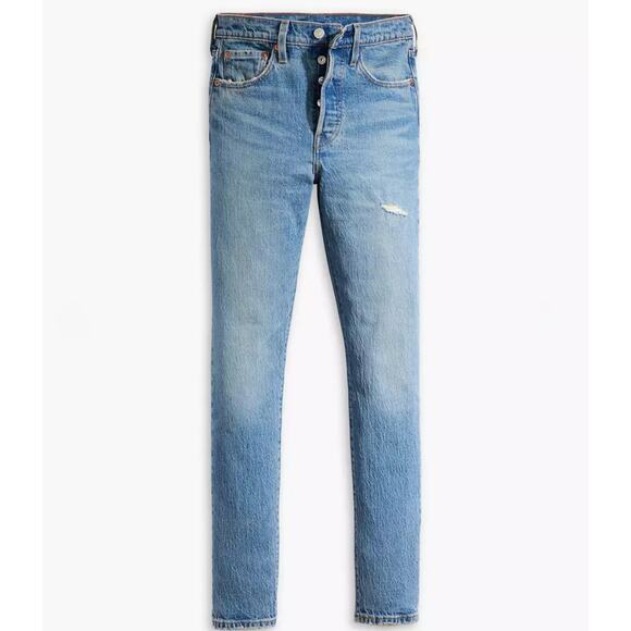Levi's Premium 501 S Skinny Blue Jeans Button Fly 31x32 Distress Red Tab NEW $98 - Picture 2 of 16